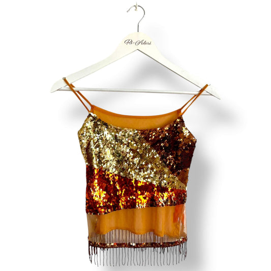 Débardeur orange sequins