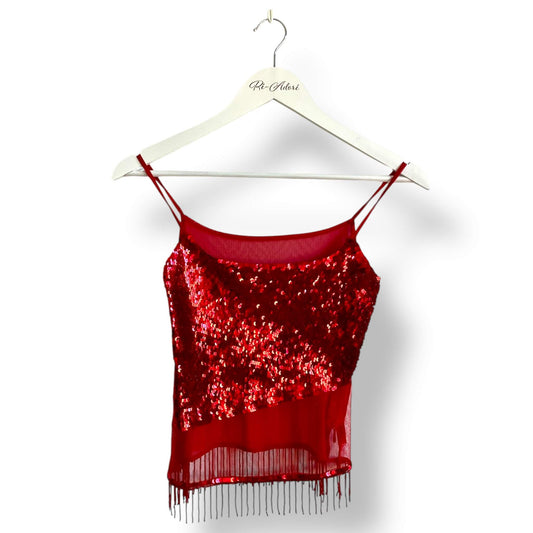 Débardeur rouge sequins
