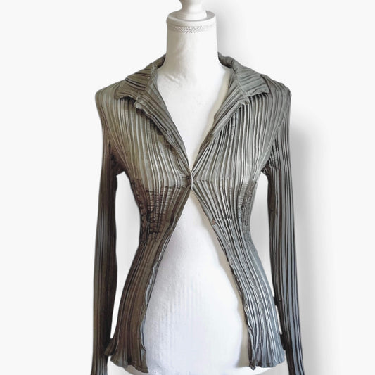 Chemise effet froissé gris brillant