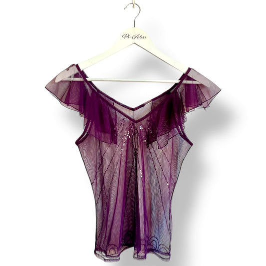 Haut transparent violet avec strass