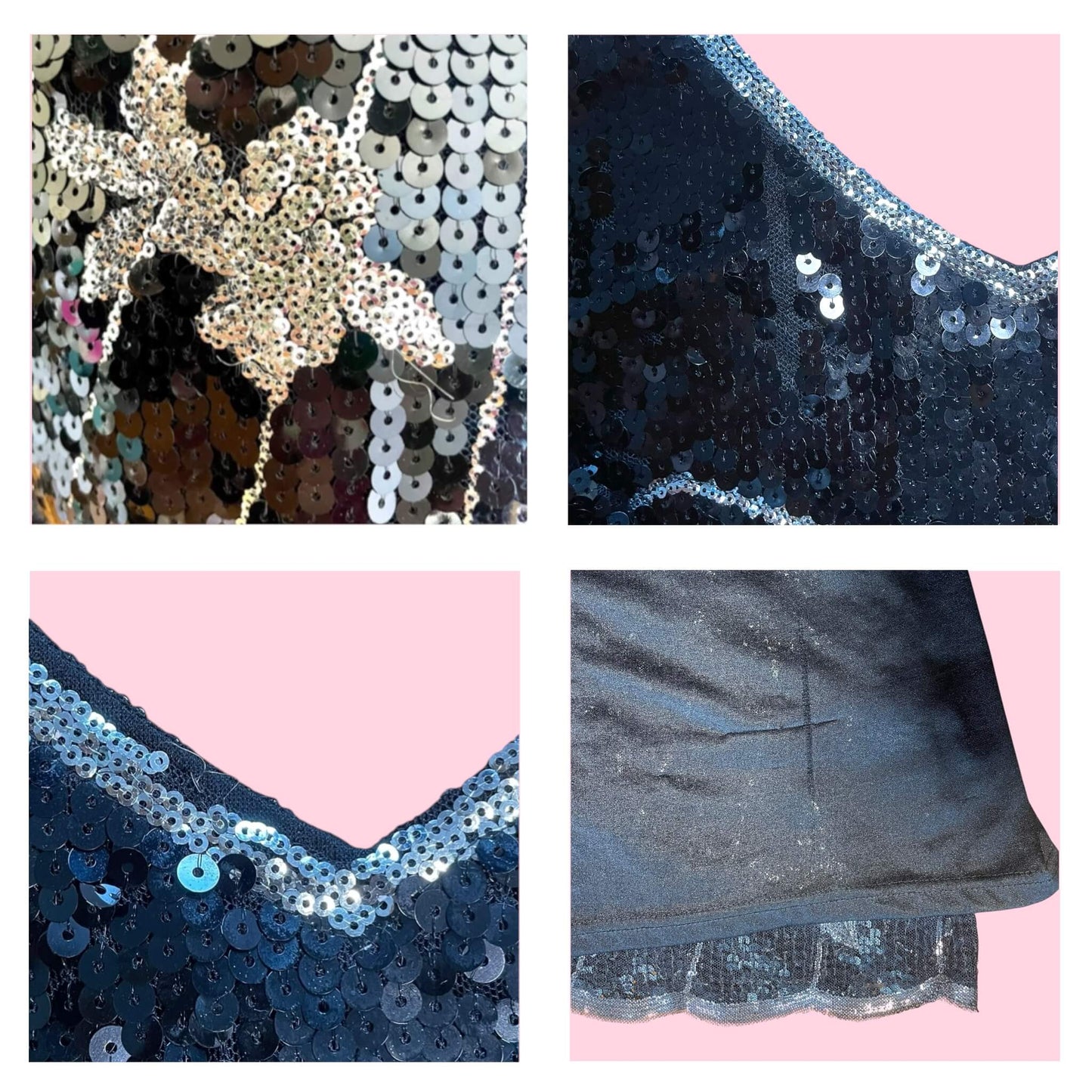 Robe noir à sequins papillons