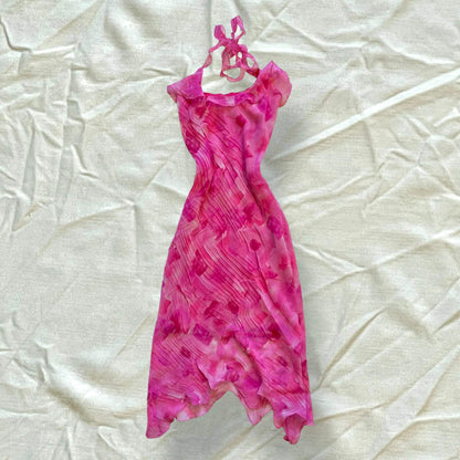 Robe longue rose dos nu