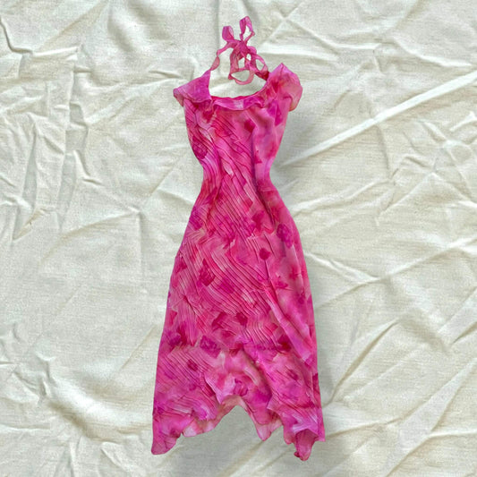 Robe longue rose dos nu