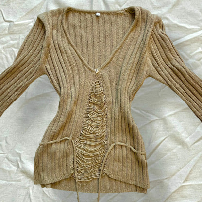 Pull beige coquillages