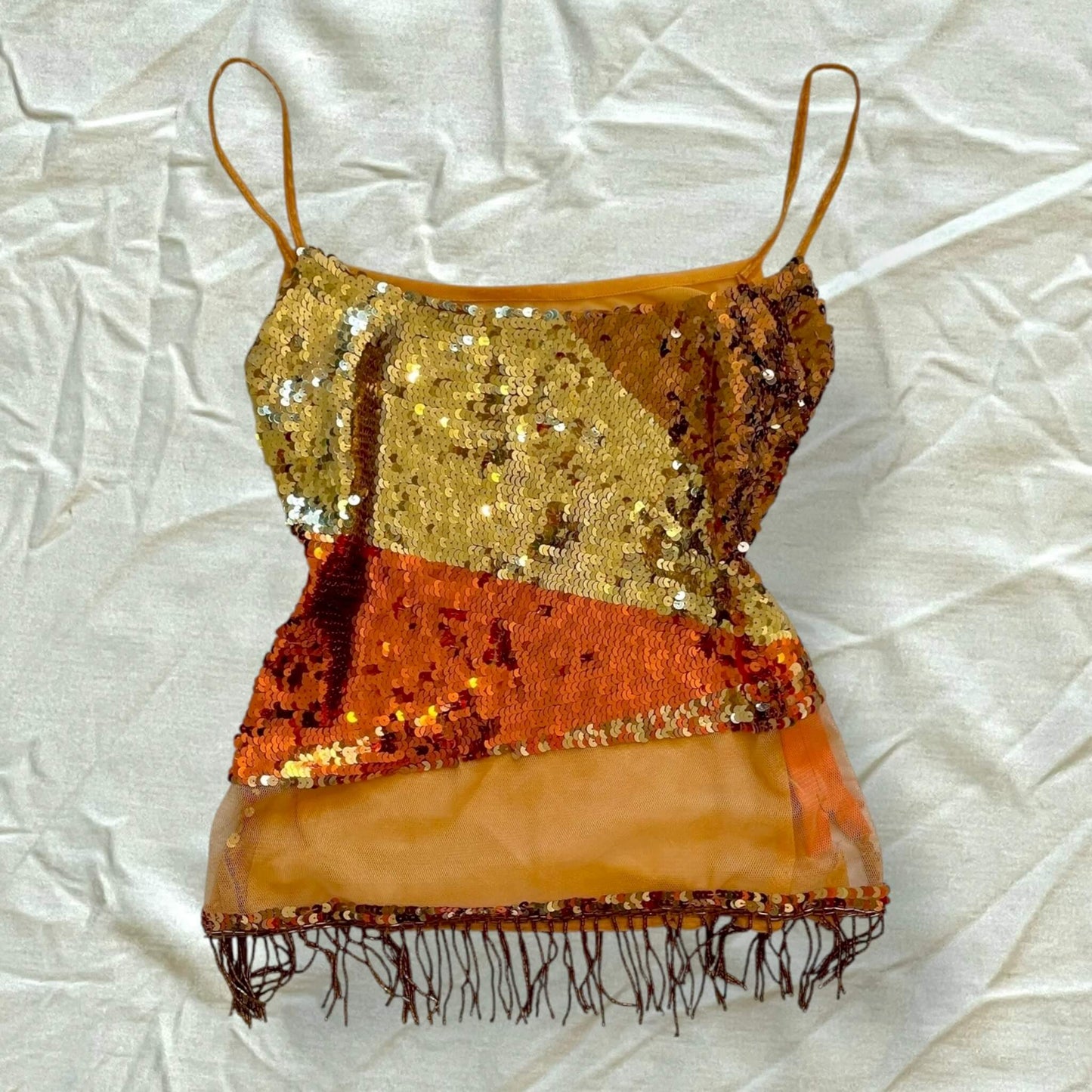 Débardeur orange sequins