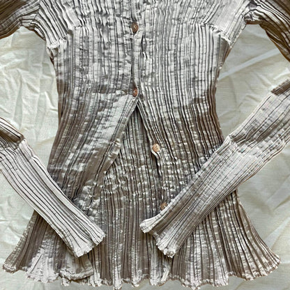 Chemise effet froissé gris brillant