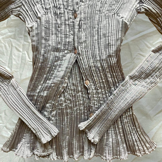 Chemise effet froissé gris brillant