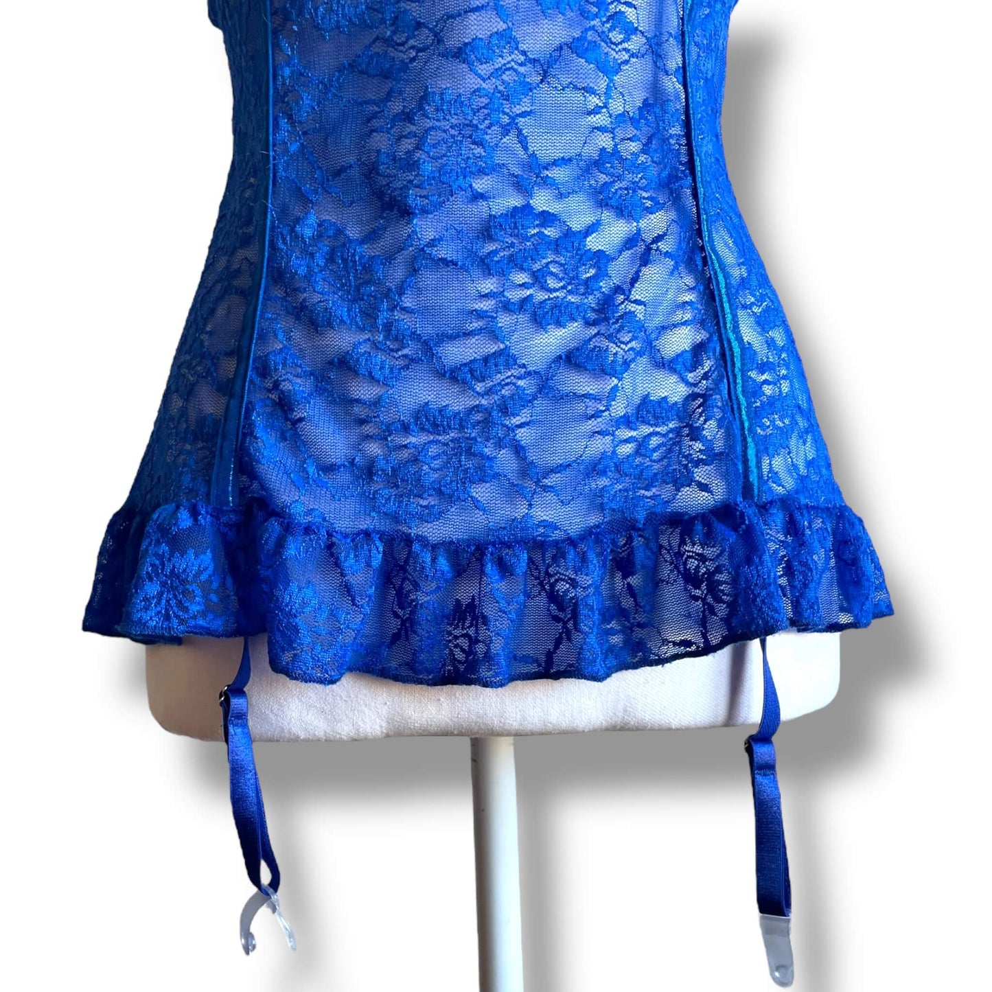 Top corset dentelle bleu