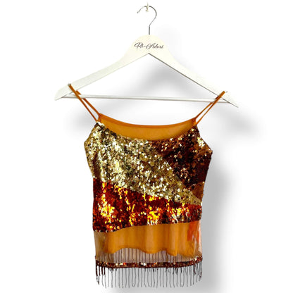 Débardeur orange sequins