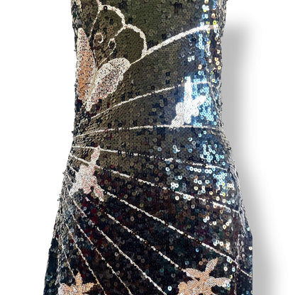 Robe noir à sequins papillons