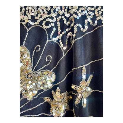 Débardeur noir sequins papillon