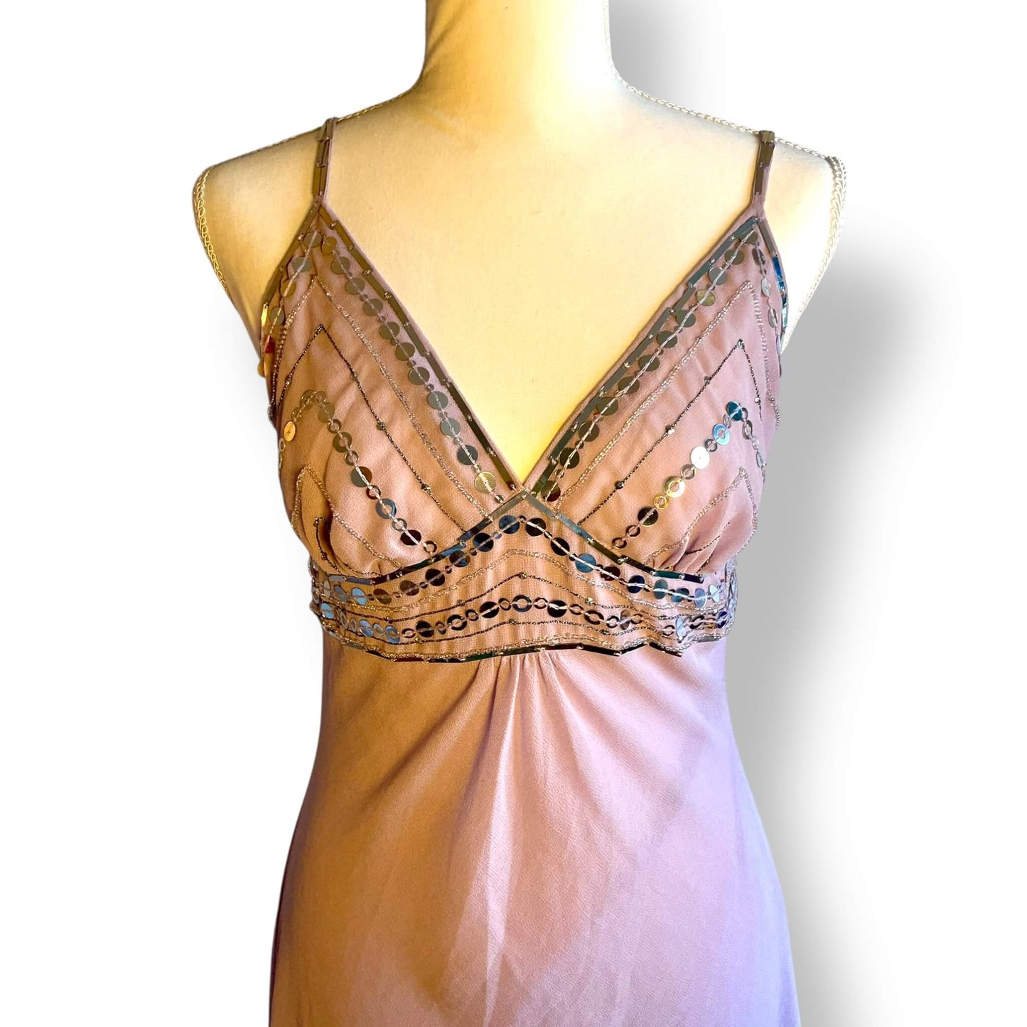 Robe longue violet à sequins