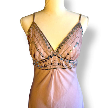 Robe longue violet à sequins