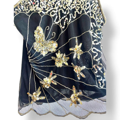 Débardeur noir sequins papillon
