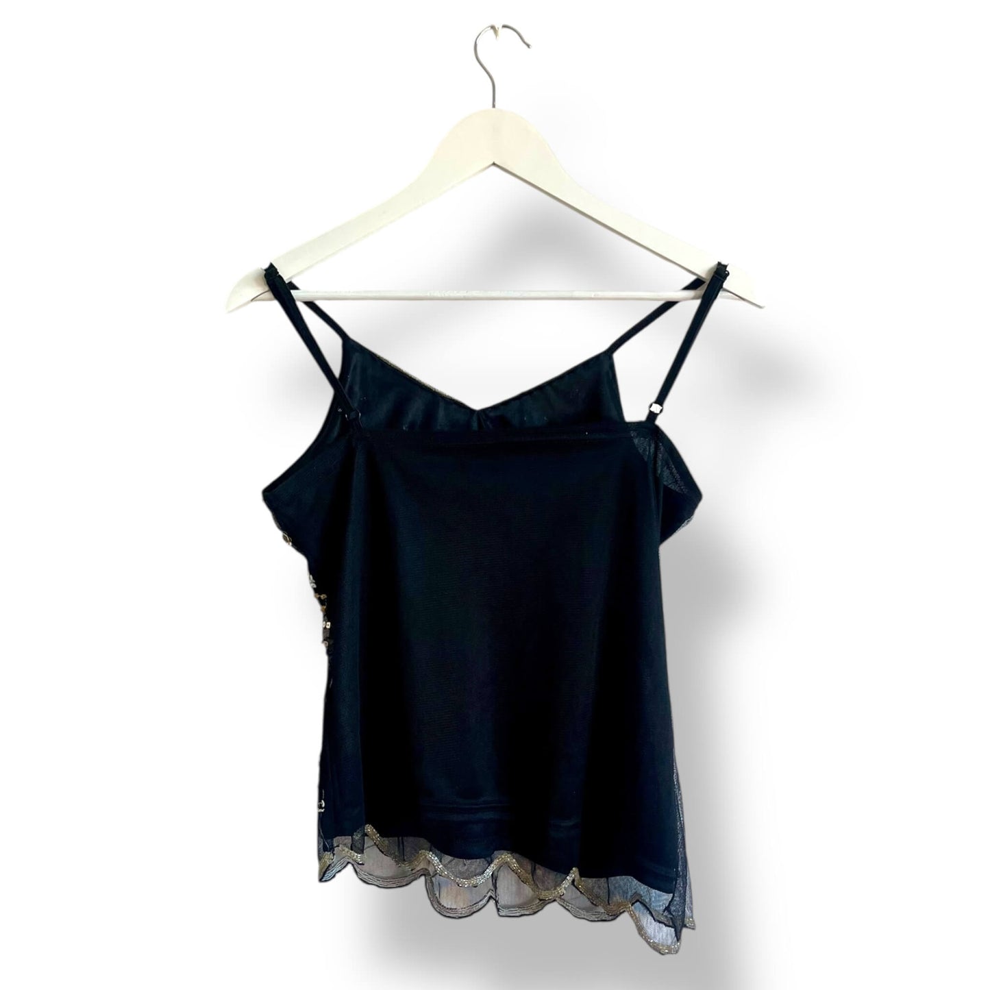 Débardeur noir sequins papillon