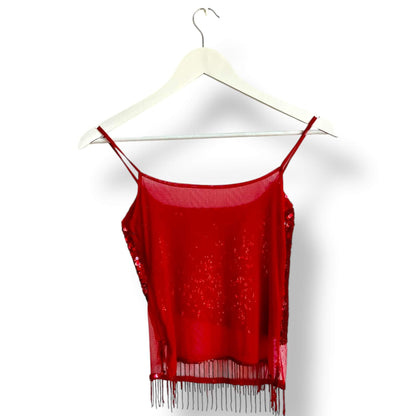 Débardeur rouge sequins