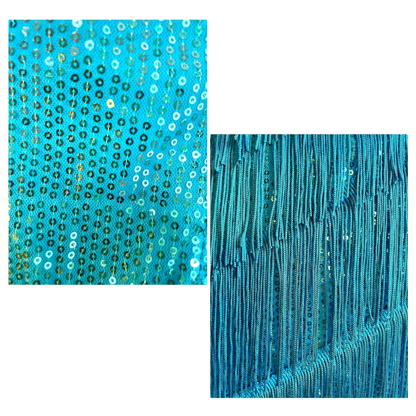 Robe bleue à sequins et franges