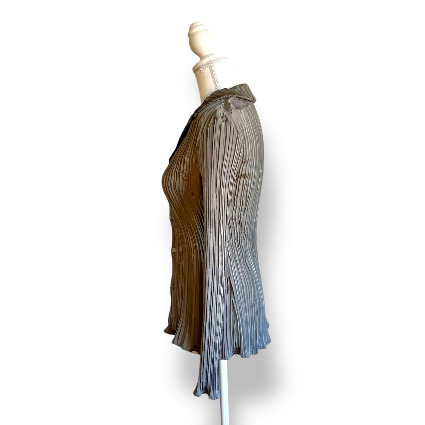 Chemise effet froissé gris brillant