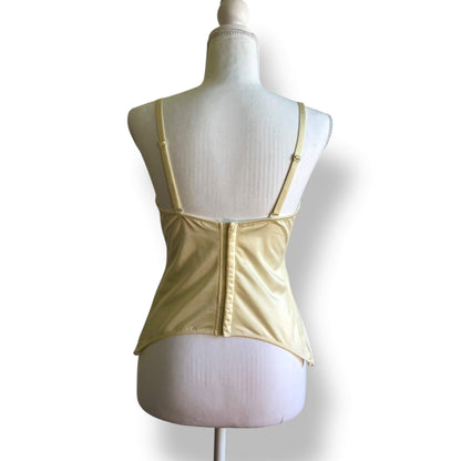Corset brodé beige avec perles