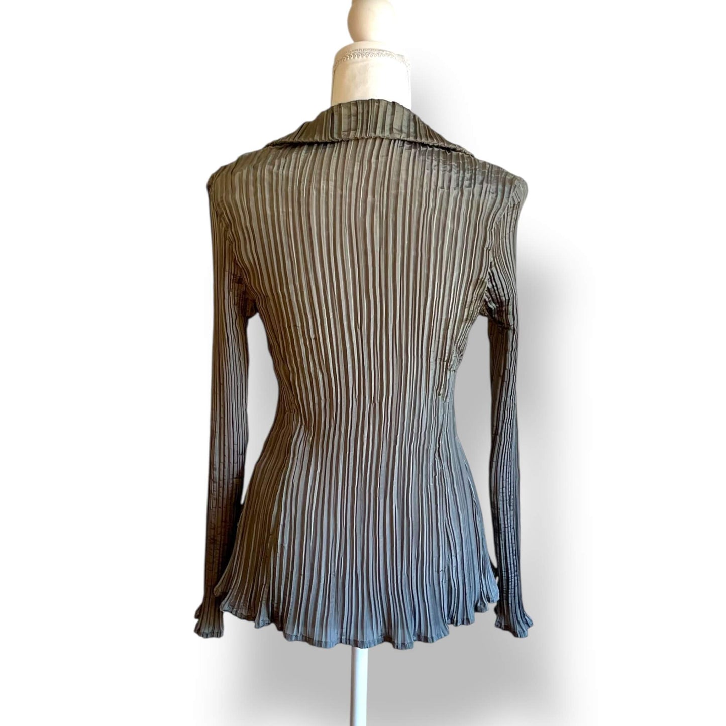 Chemise effet froissé gris brillant