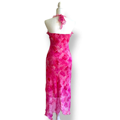 Robe longue rose dos nu