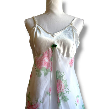 Nuisette blanche à imprimé floral rose