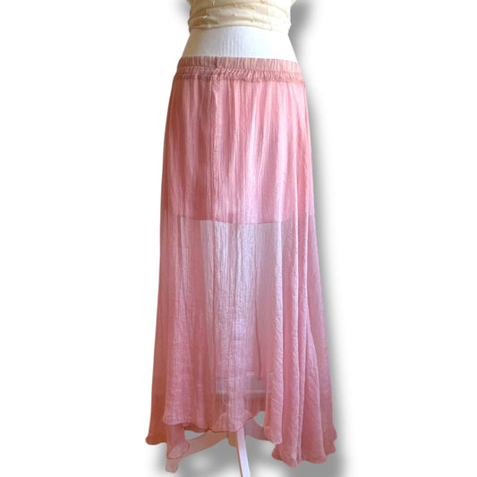 Jupe rose asymétrique texturée