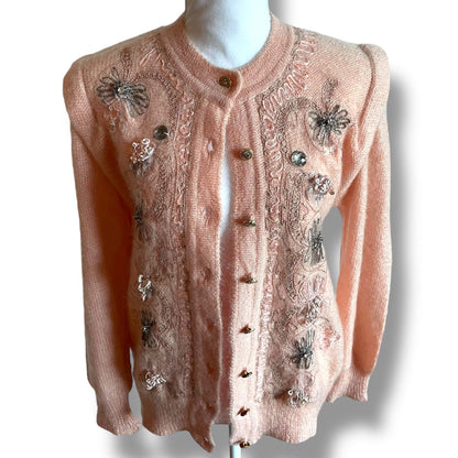 Cardigan rose brodé