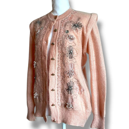 Cardigan rose brodé