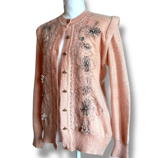 Cardigan rose brodé