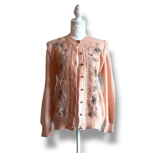 Cardigan rose brodé