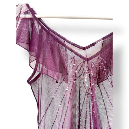 Haut transparent violet avec strass